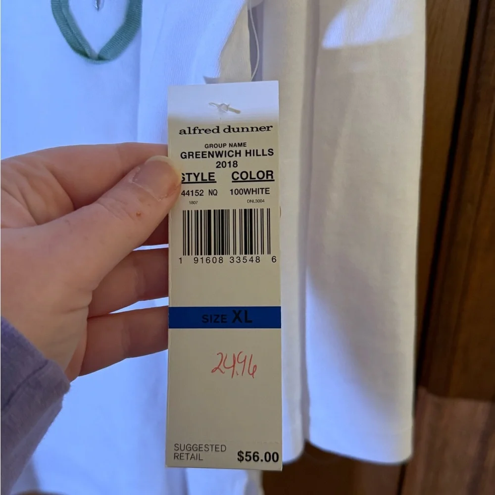 Alfred Dunner White Top with Green Accent - Picture 3 of 4